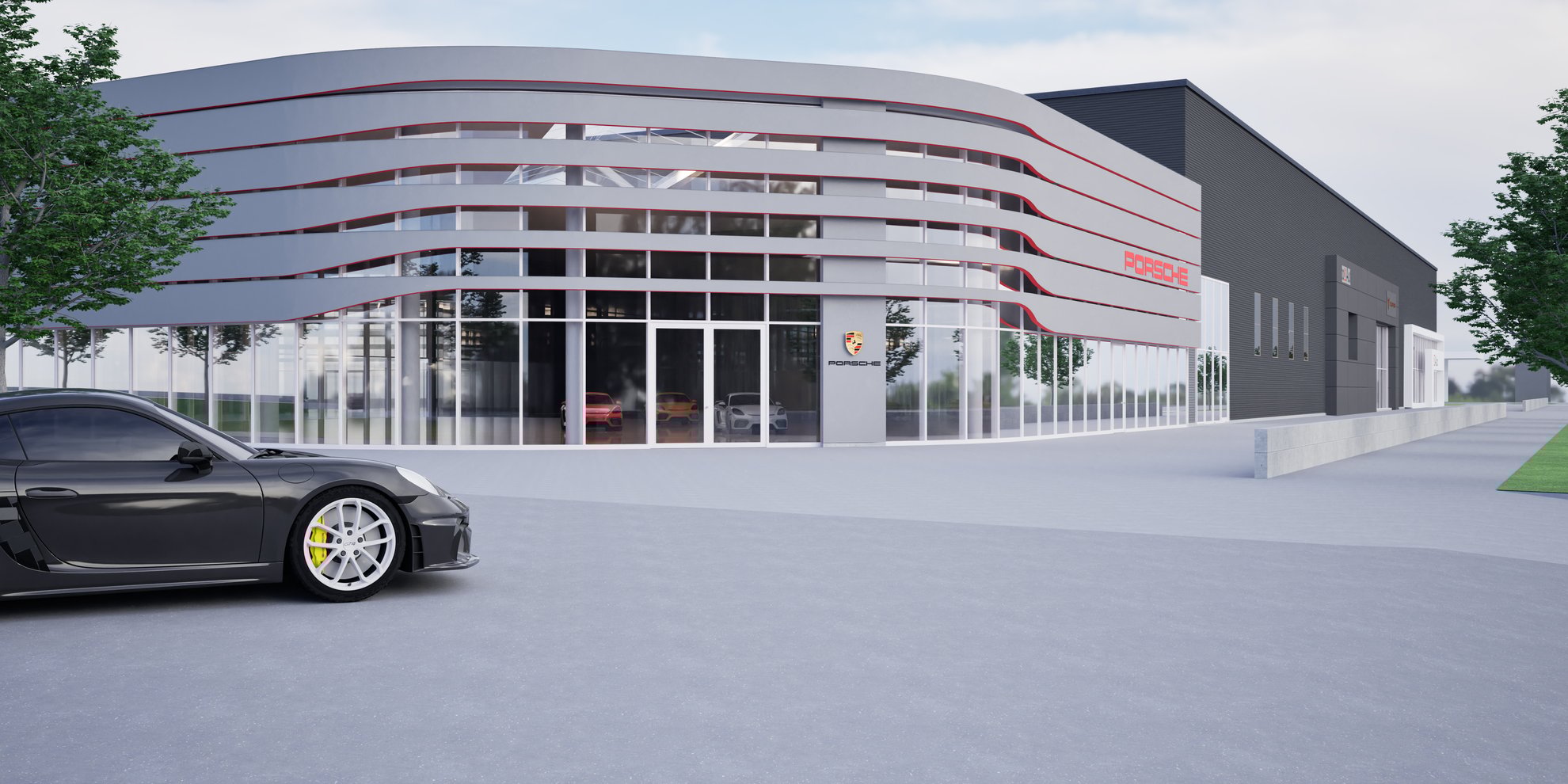 Porsche sisäänkäynti Herttoniemi